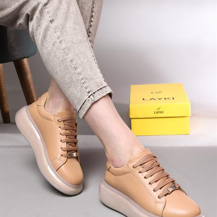 Lovels Bej Renkli Şeffaf Tabanlı Kadın Spor Ayakkabı