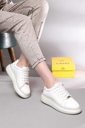 Lovels Beyaz Renkli Şeffaf Tabanlı Kadın Spor Ayakkabı