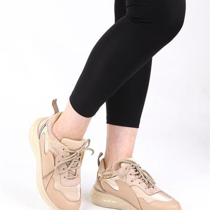 Miora Bej Renkli Şeffaf Tabanlı Paraşüt Kumaşlı Kışlık Kadın Yürüyüş Ayakkabısı