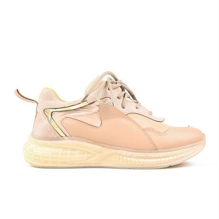 Miora Bej Renkli Şeffaf Tabanlı Paraşüt Kumaşlı Kışlık Kadın Yürüyüş Ayakkabısı