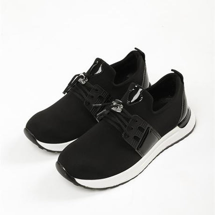 Mista Siyah Renkli Streç Deri Günlük Kullanım Rahat Yürüyüş Kadın Spor Ayakakbı