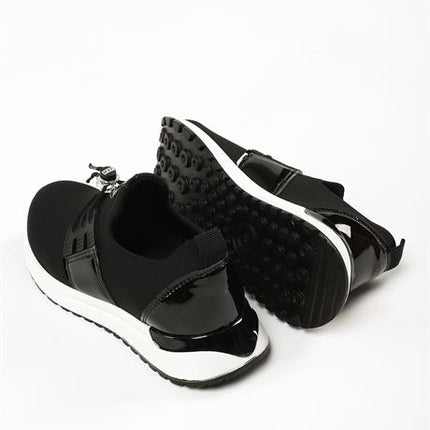 Mista Siyah Renkli Streç Deri Günlük Kullanım Rahat Yürüyüş Kadın Spor Ayakakbı