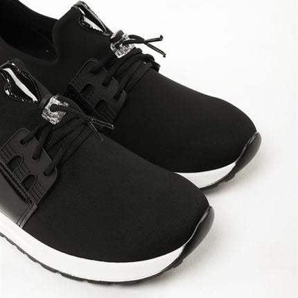 Mista Siyah Renkli Streç Deri Günlük Kullanım Rahat Yürüyüş Kadın Spor Ayakakbı