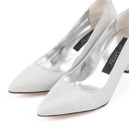 Sirella Parlak Gümüş Renkli Yüksek Topuklu Ayakkabı