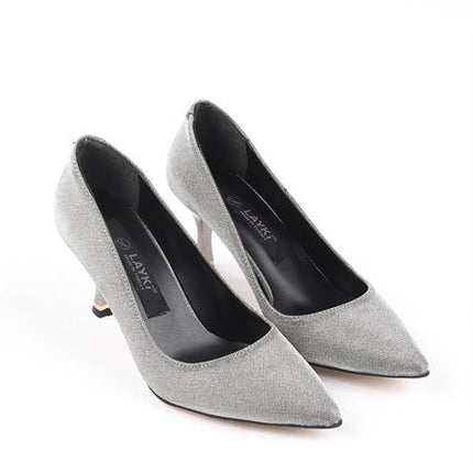 Sirella Parlak Platin Renkli Yüksek Topuklu Ayakkabı