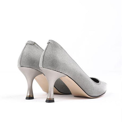 Sirella Parlak Platin Renkli Yüksek Topuklu Ayakkabı