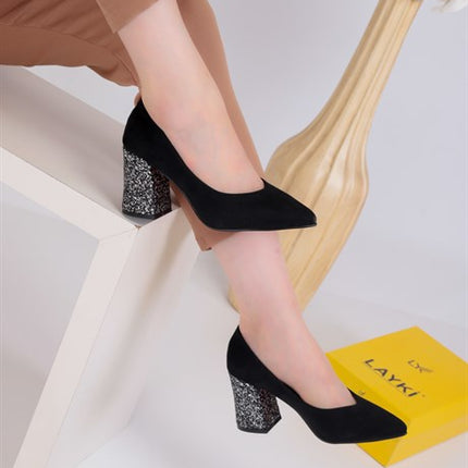 Kharos Siyah Renkli Kadın Topuklu Ayakkabı