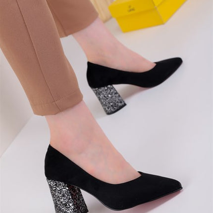 Kharos Siyah Renkli Kadın Topuklu Ayakkabı