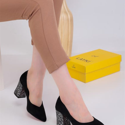 Kharos Siyah Renkli Kadın Topuklu Ayakkabı