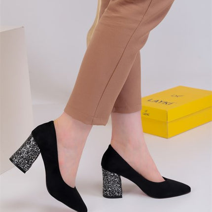 Kharos Siyah Renkli Kadın Topuklu Ayakkabı