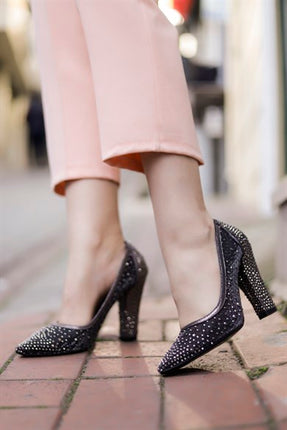 Yulaya Platin Renkli Kadın Topuklu Ayakkabı