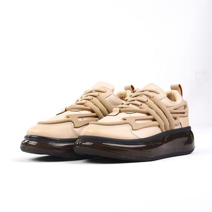 Soldero Bej Renkli Siyah Şeffaf Tabanlı Kadın Yürüyüş Ayakkabısı