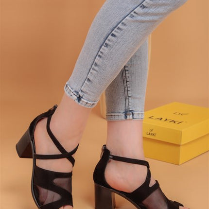 Marian Siyah Süet Lux Kadın Topuklu Ayakkabı