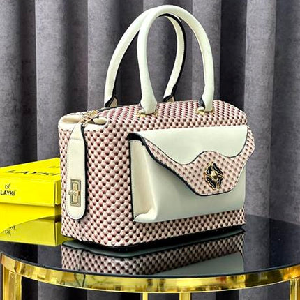 Croco Bej Renkli 5 Bölmeli Krok Deri Kadın Çanta