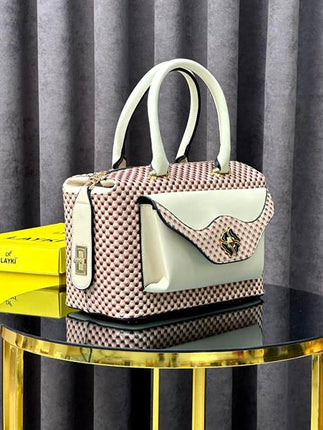 Croco Bej Renkli 5 Bölmeli Krok Deri Kadın Çanta