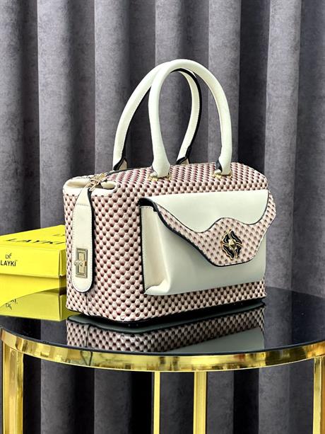 Croco Bej Renkli 5 Bölmeli Krok Deri Kadın Çanta