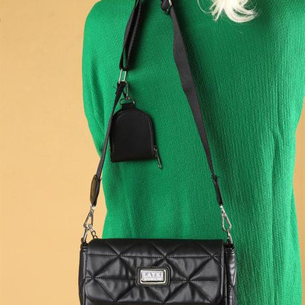 Valenti Siyah Renkli Zincirli Askılı Kadın Deri Bozuk Para Cüzdanlı Askılı Çanta