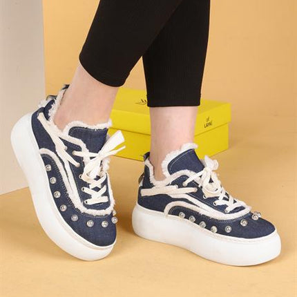 Toredo Keten Mavi Renkli Günlük Taşlı Yürüyüş Ayakkabı