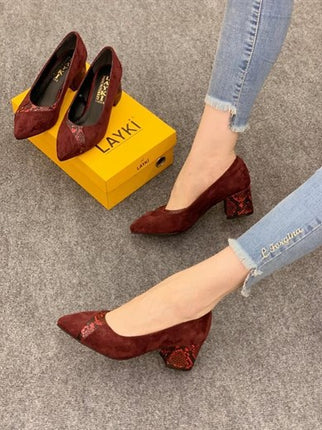 Marcelina Bordo Renkli Kadın Topuklu Ayakkabı