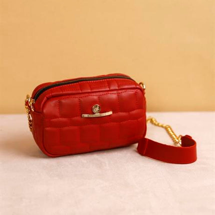 Serra Kırmızı Renkli Zincirli Askılı Kadın Deri Çapraz Çanta