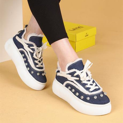 Toredo Keten Mavi Renkli Günlük Taşlı Yürüyüş Ayakkabı