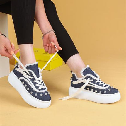 Toredo Keten Mavi Renkli Günlük Taşlı Yürüyüş Ayakkabı