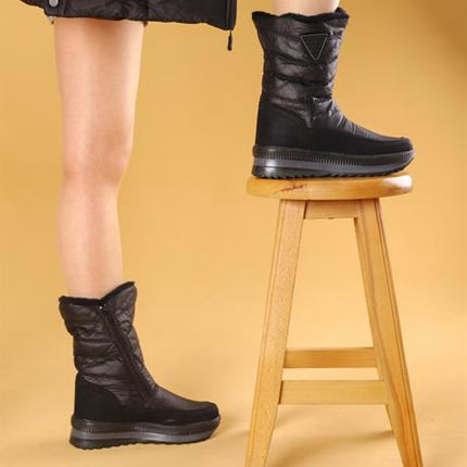 Strea Siyah Renkli Fermuarlı UGG Tüylü Kadın Bot