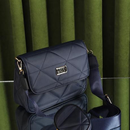 Valenti Lacivert Renkli Zincirli Askılı Kadın Deri Bozuk Para Cüzdanlı Askılı Çanta