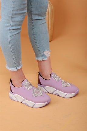 İmmobile Mor Renkli Önü Parlak Taşlı Paraşüt Kumaş Lux Kadın Spor Ayakkabı