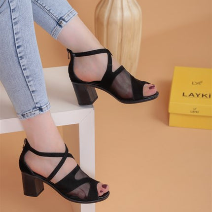 Marian Siyah Süet Lux Kadın Topuklu Ayakkabı