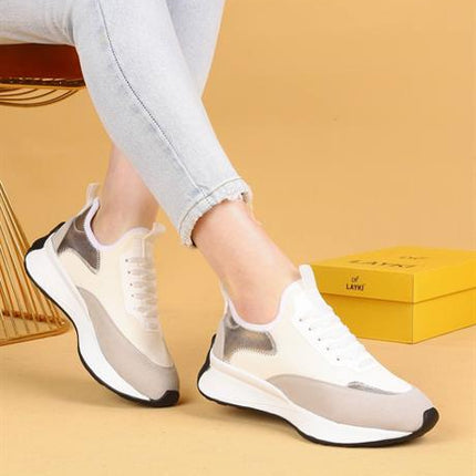 Dracia Gümüş Renkli Lüx Süet Kadın Günlük Yürüyüş Ayakkabısı