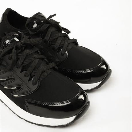 Attis Siyah Renkli Streç Deri Günlük Kullanım Rahat Yürüyüş Kadın Spor Ayakakbı