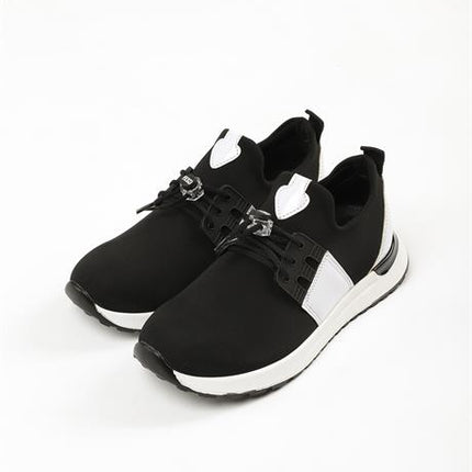 Mista Siyah Beyaz Renkli Streç Deri Günlük Kullanım Rahat Yürüyüş Kadın Spor Ayakakbı