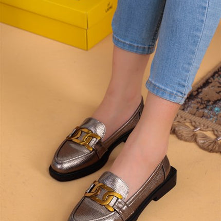 Tesma Platin Kadın Babet Ayakkabı