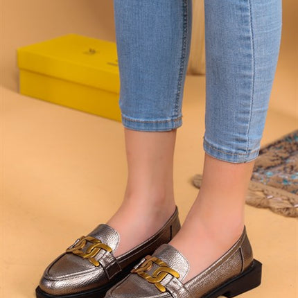 Tesma Platin Kadın Babet Ayakkabı