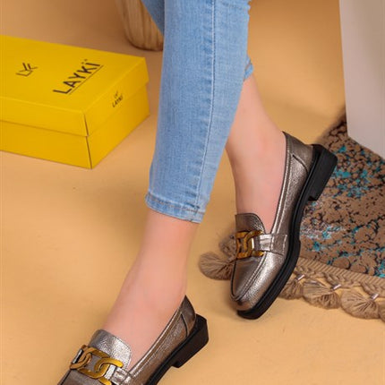 Tesma Platin Kadın Babet Ayakkabı