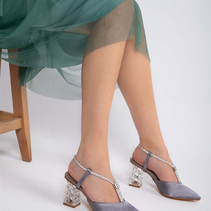 Swenta Gri Renkli Lux Kemerli Kadın Topuklu Ayakkabı