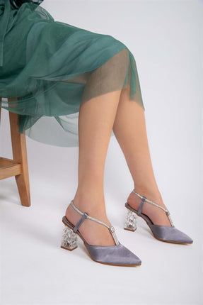 Swenta Gri Renkli Lux Kemerli Kadın Topuklu Ayakkabı