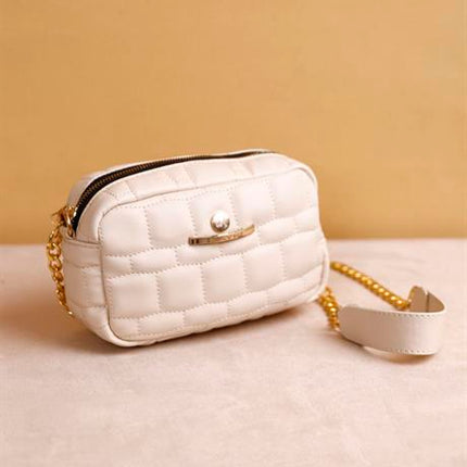 Serra Bej Renkli Zincirli Askılı Kadın Deri Çapraz Çanta